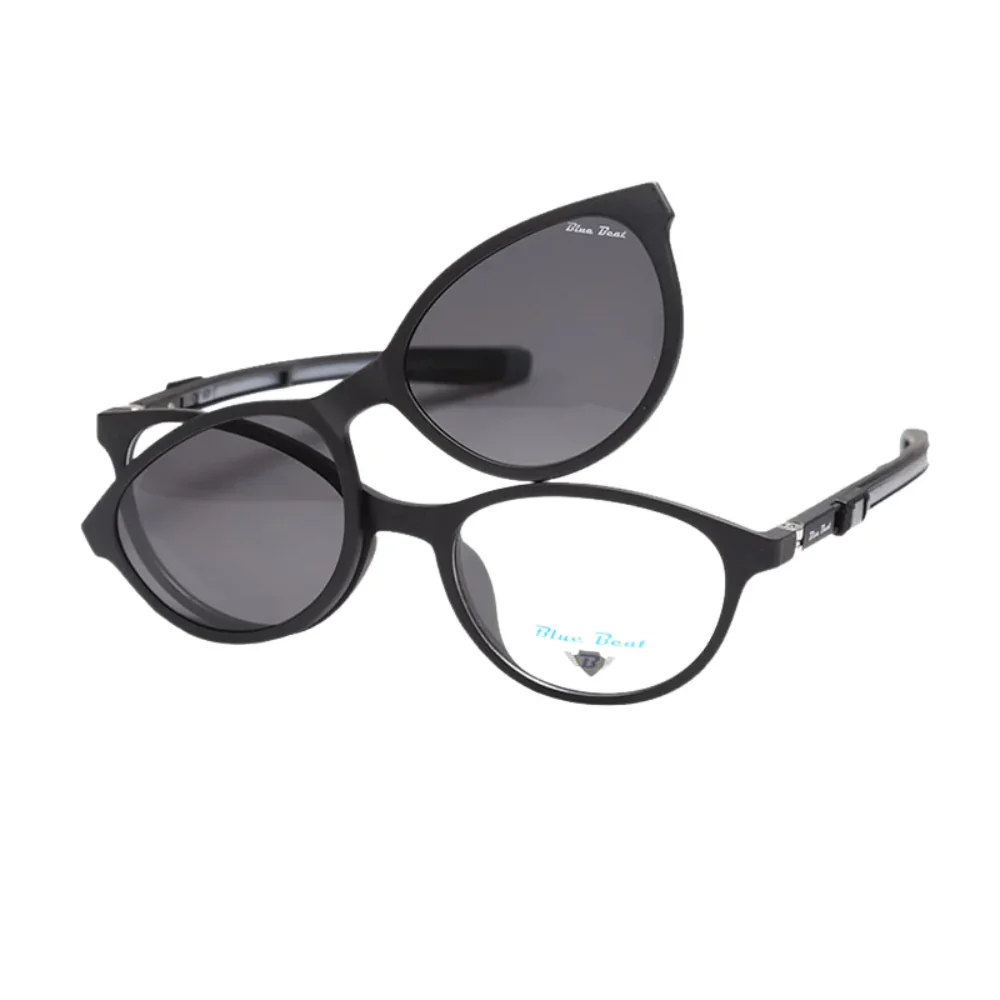 BlueBeat Kids Cat-Eye Black Clip-On Eyeglasses-in-1 - Image 2