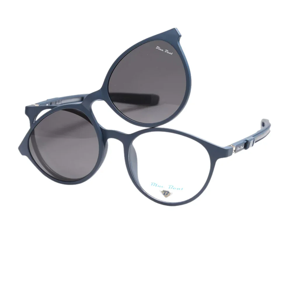BlueBeat Kids Cat-Eye Blue Clip-On Eyeglasses 2-in-1 - Image 2