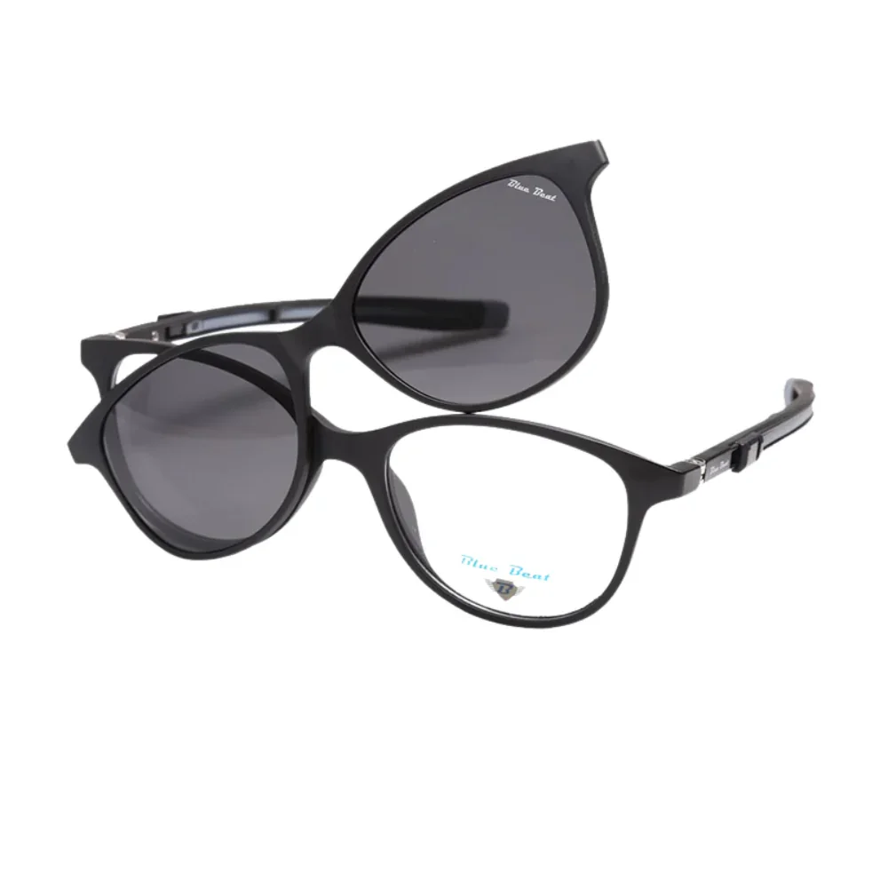 BlueBeat Kids Cat-Eye Black Clip-On Eyeglasses 2-in-1 - Image 2