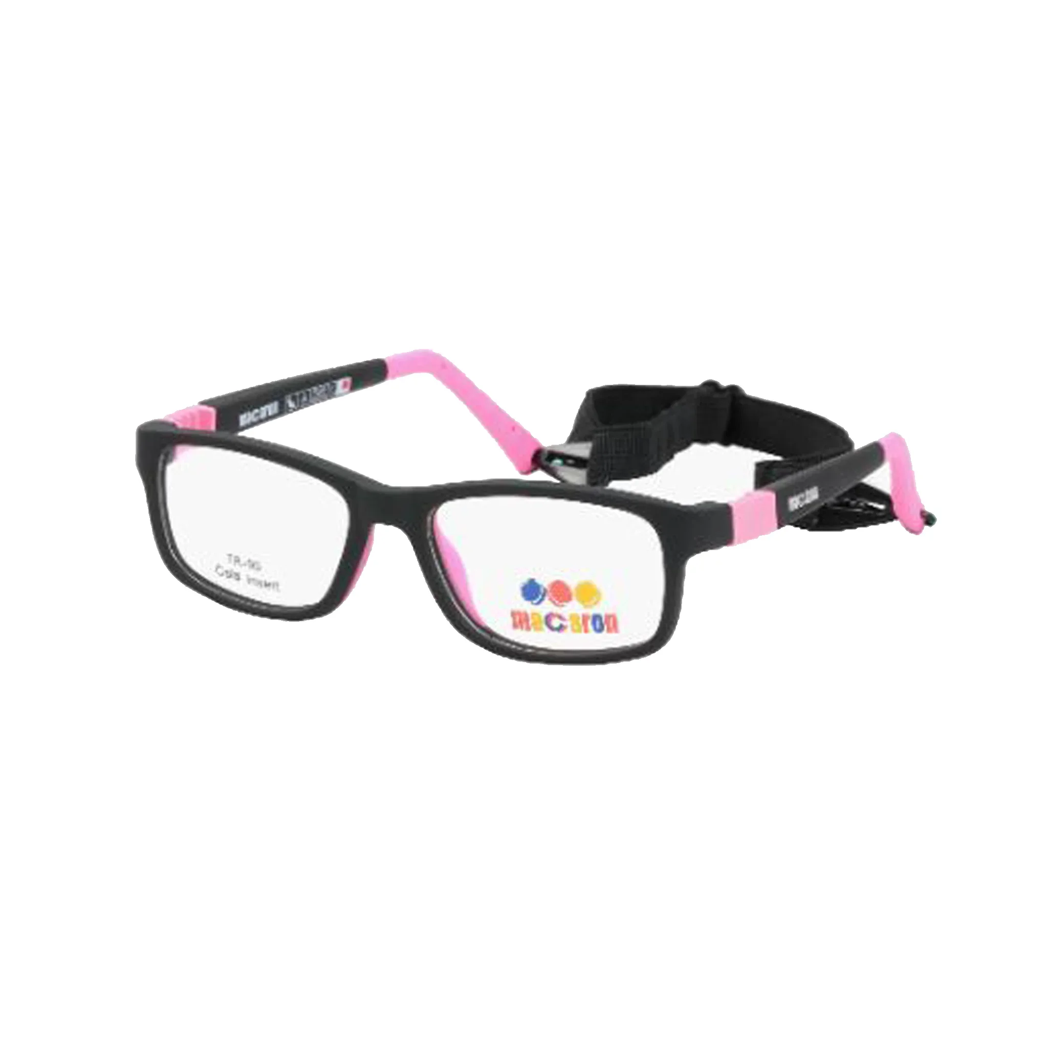 Macaron Black Rectangle Acetate Full Rim Eyeglasses for Kids - Image 2