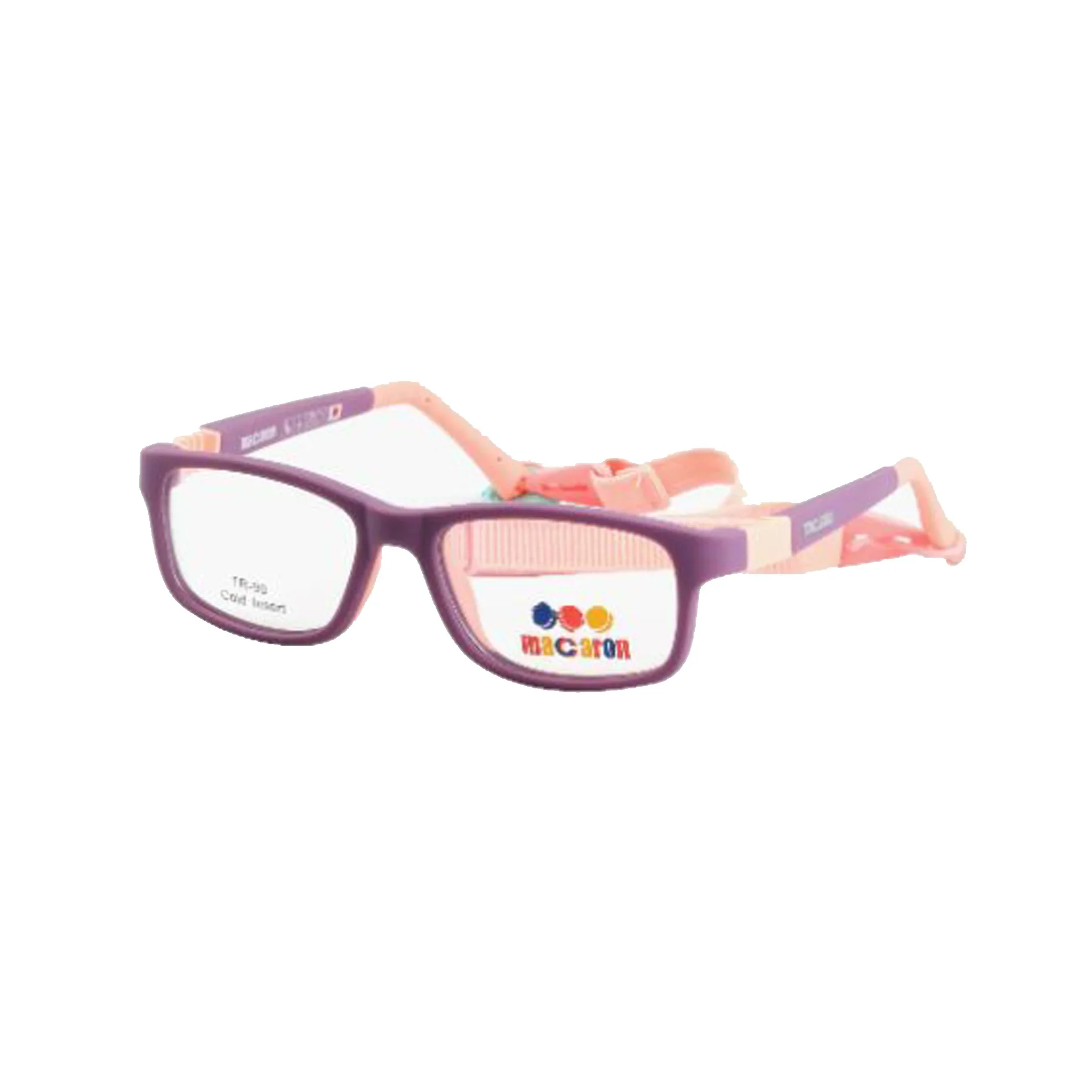 Macaron Violet Rectangle Acetate Full Rim Eyeglasses for Kids - Image 2