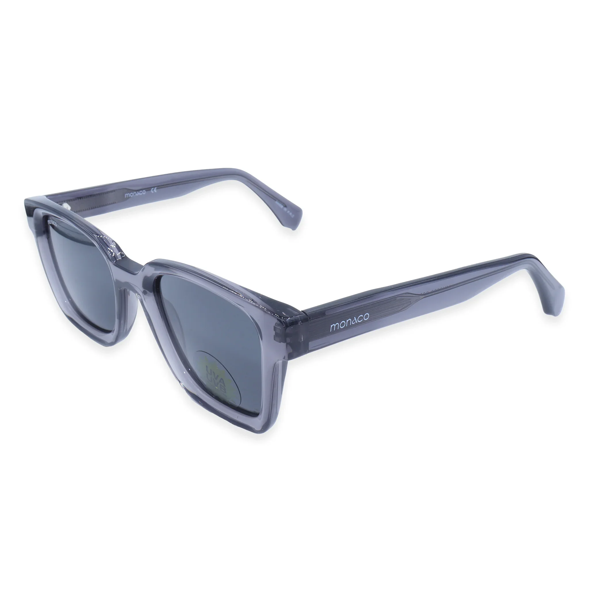 Monaco Grey Square Acetate Full Rim Sunglasses - Image 2