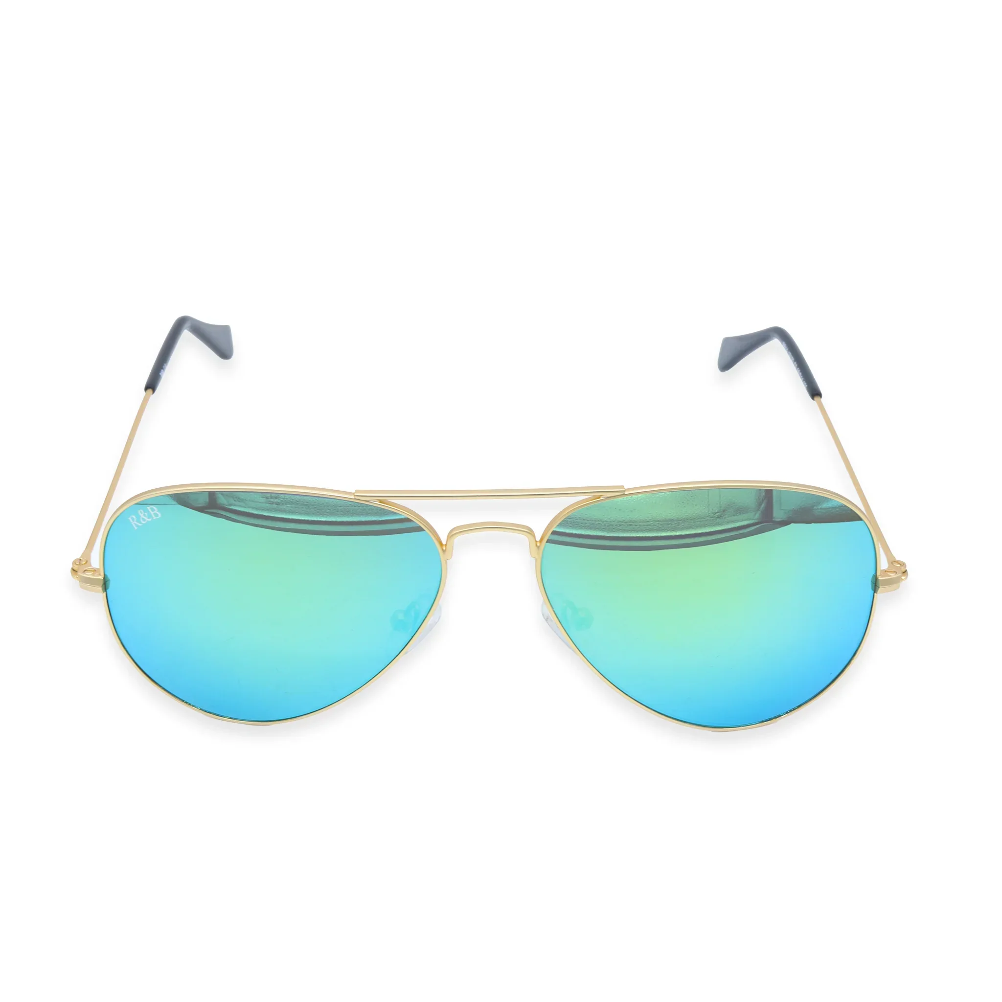 R&B Aviator Gold Metal Full Rim Sunglasses