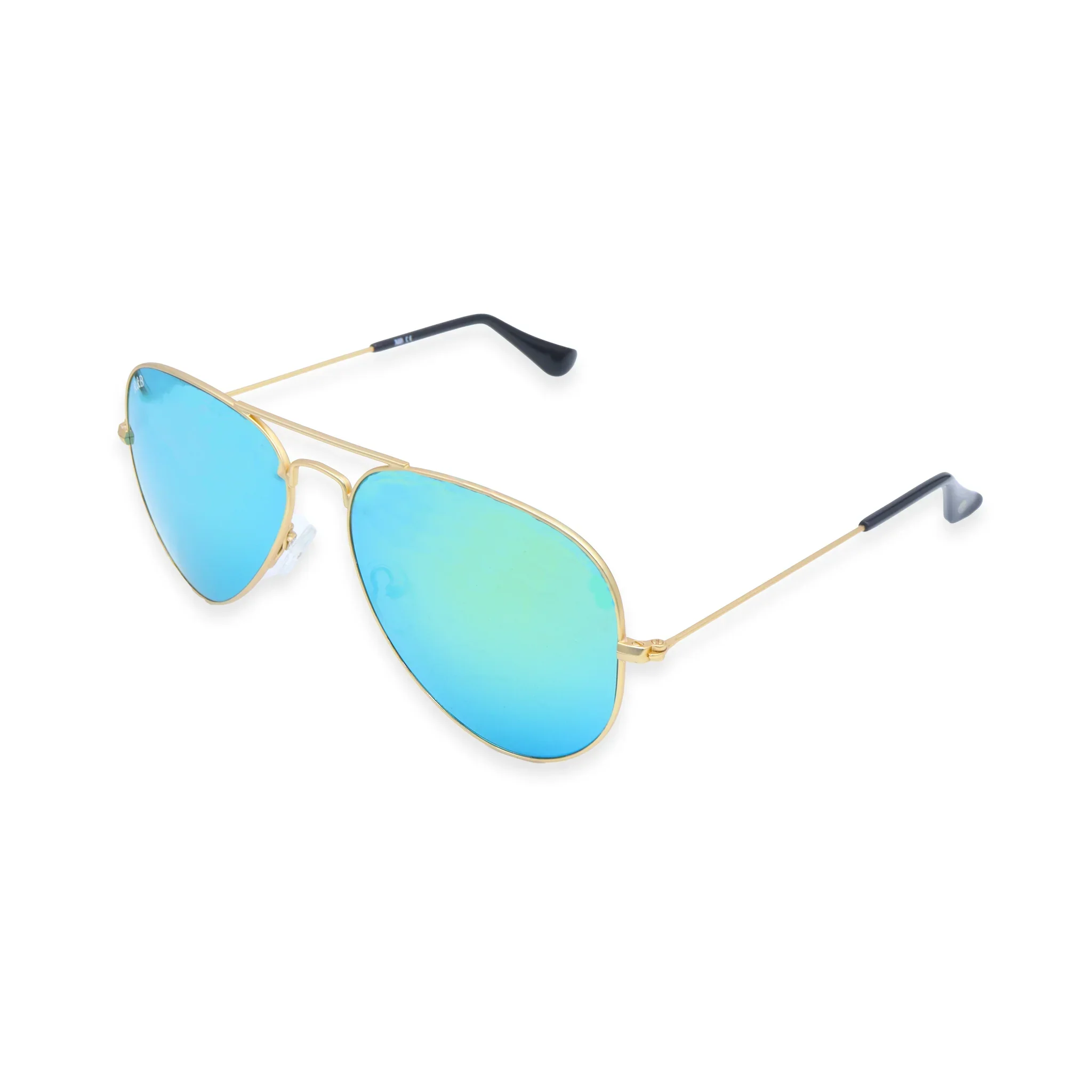 R&B Aviator Gold Metal Full Rim Sunglasses - Image 2