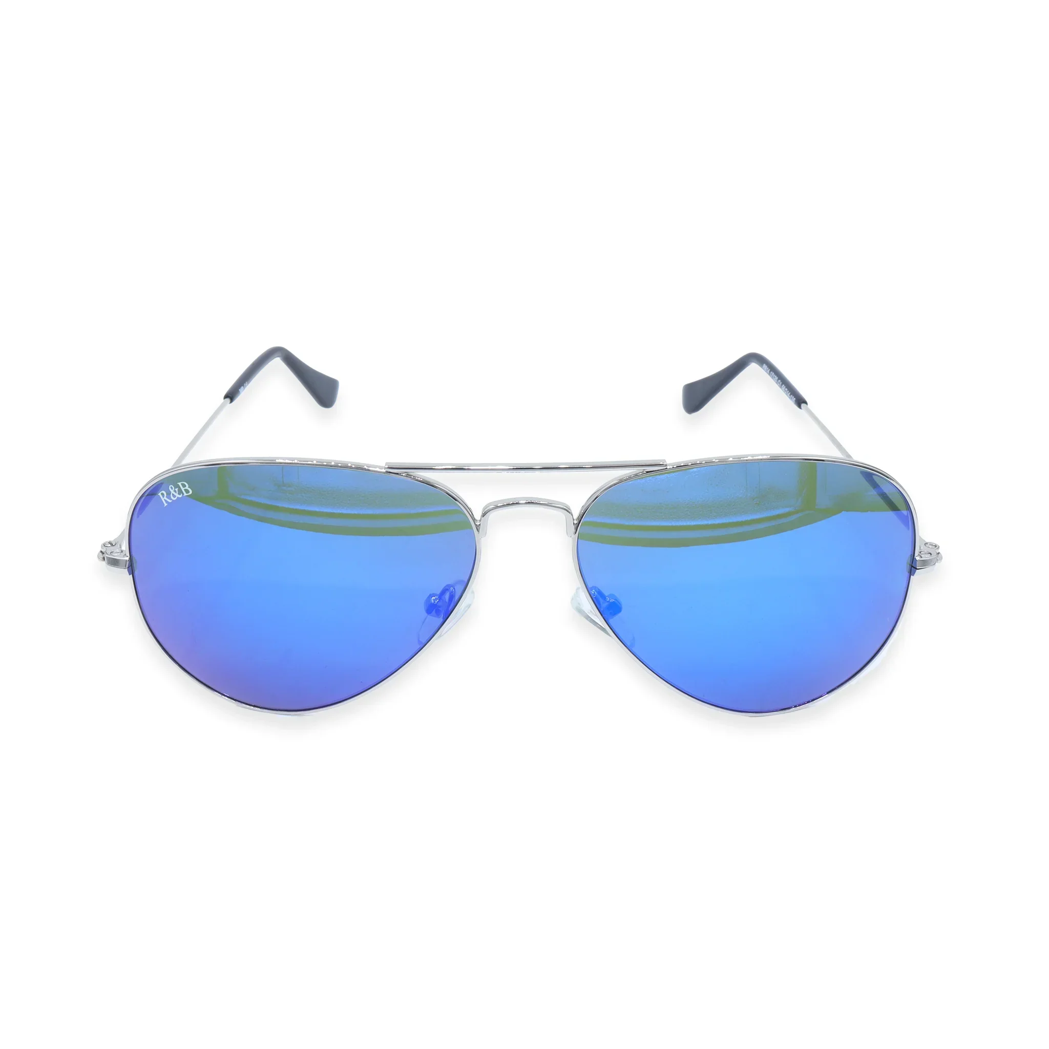 R&B Aviator Silver Metal Full Rim Sunglasses