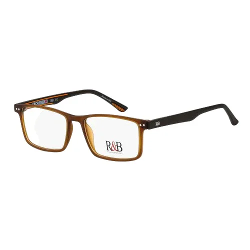R&B Rectangle Brown Acetate Full Rim Eyeglasses - Image 2