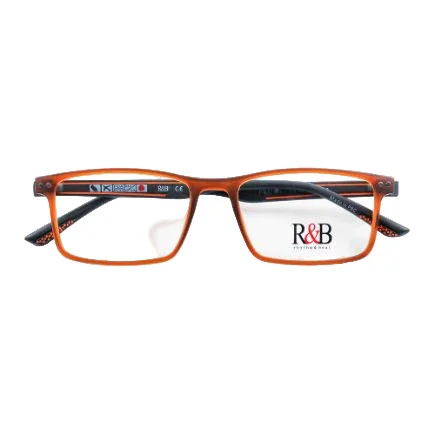 R&B Rectangle Brown Acetate Full Rim Eyeglasses - Image 3