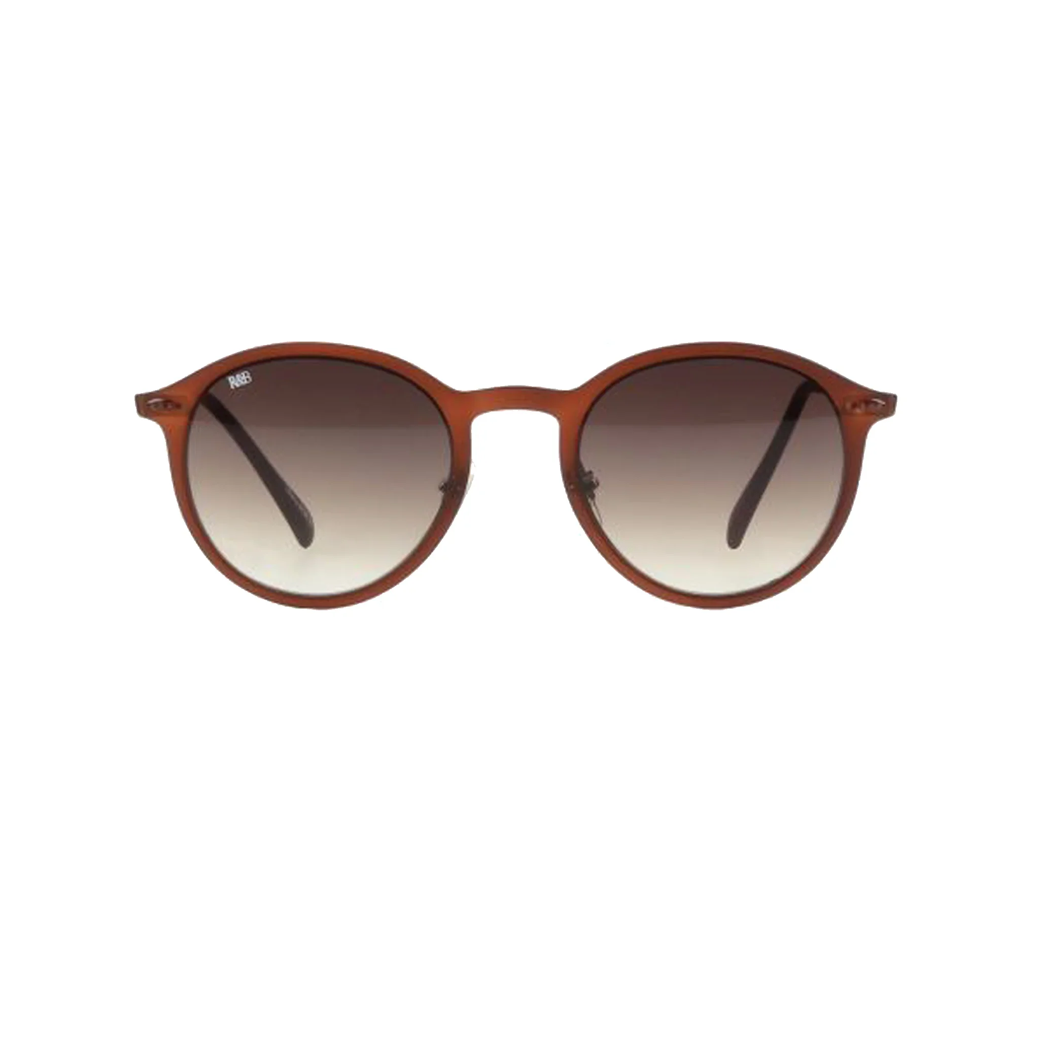 R&B Round Brown Acetate Full Rim Sunglasses