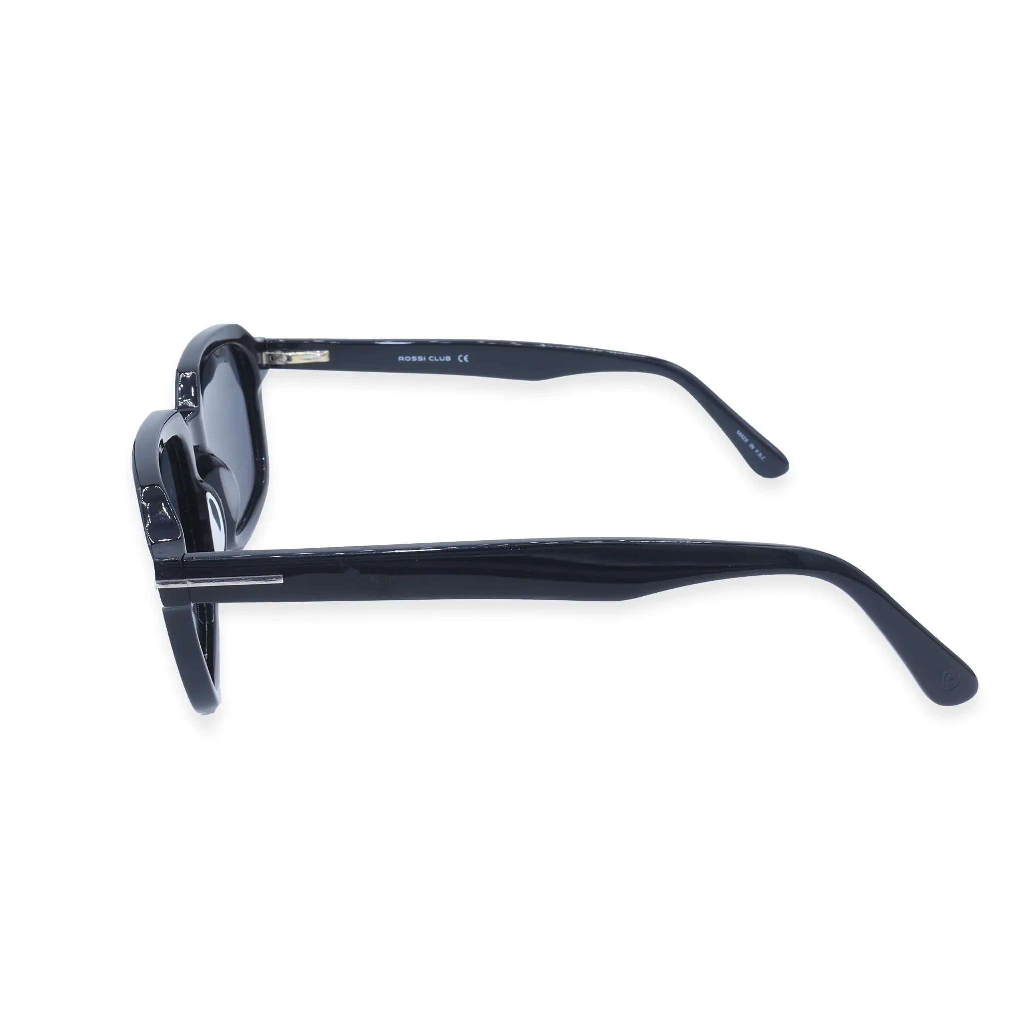 Rossi Club Black Square Acetate Full Rim Sunglasses - Image 3