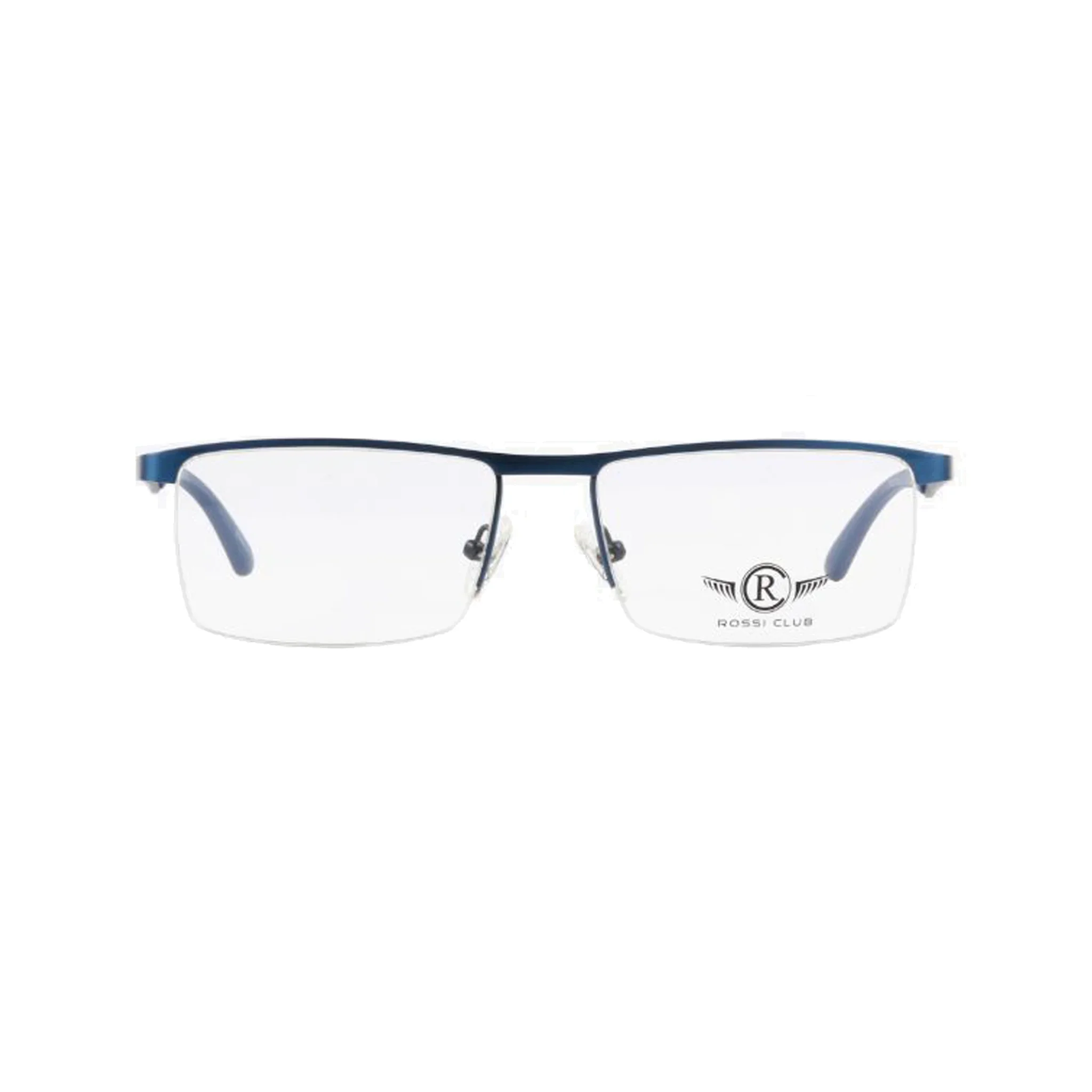 Rossi Club Blue Rectangle Metal Half Rim Eyeglasses