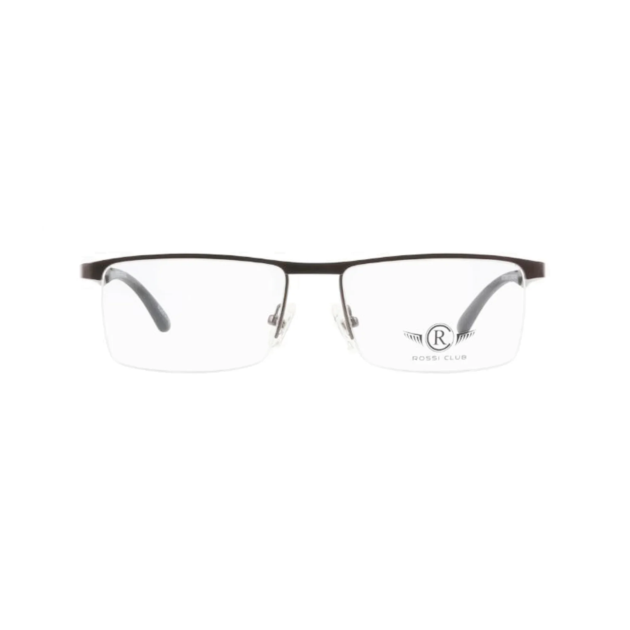 Rossi Club Grey Rectangle Metal Half Rim Eyeglasses