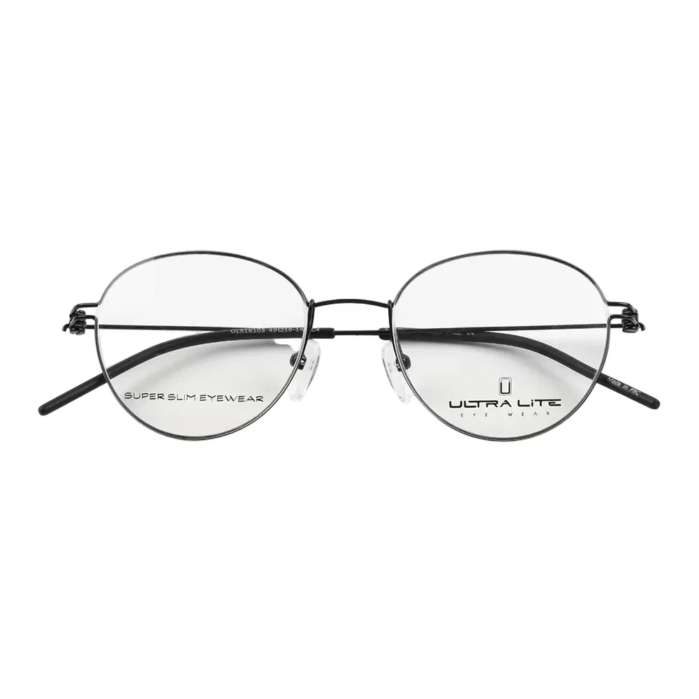 Ultra Lite Black Round Metal Full Rim Eyeglasses UL918 103-Y20 - Image 3
