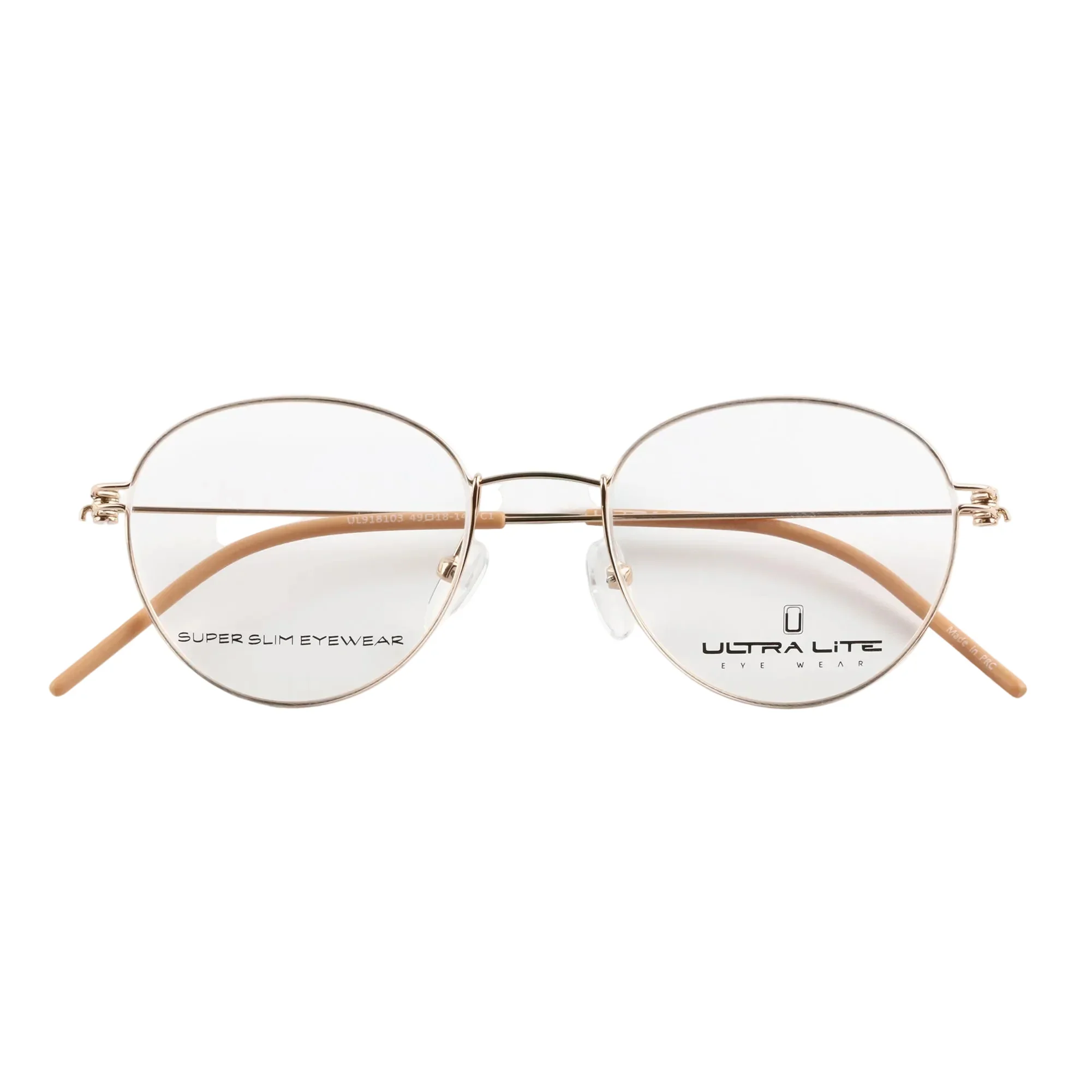 Ultra Lite Gold Round Metal Full Rim Eyeglasses UL918 103-Y20 - Image 3