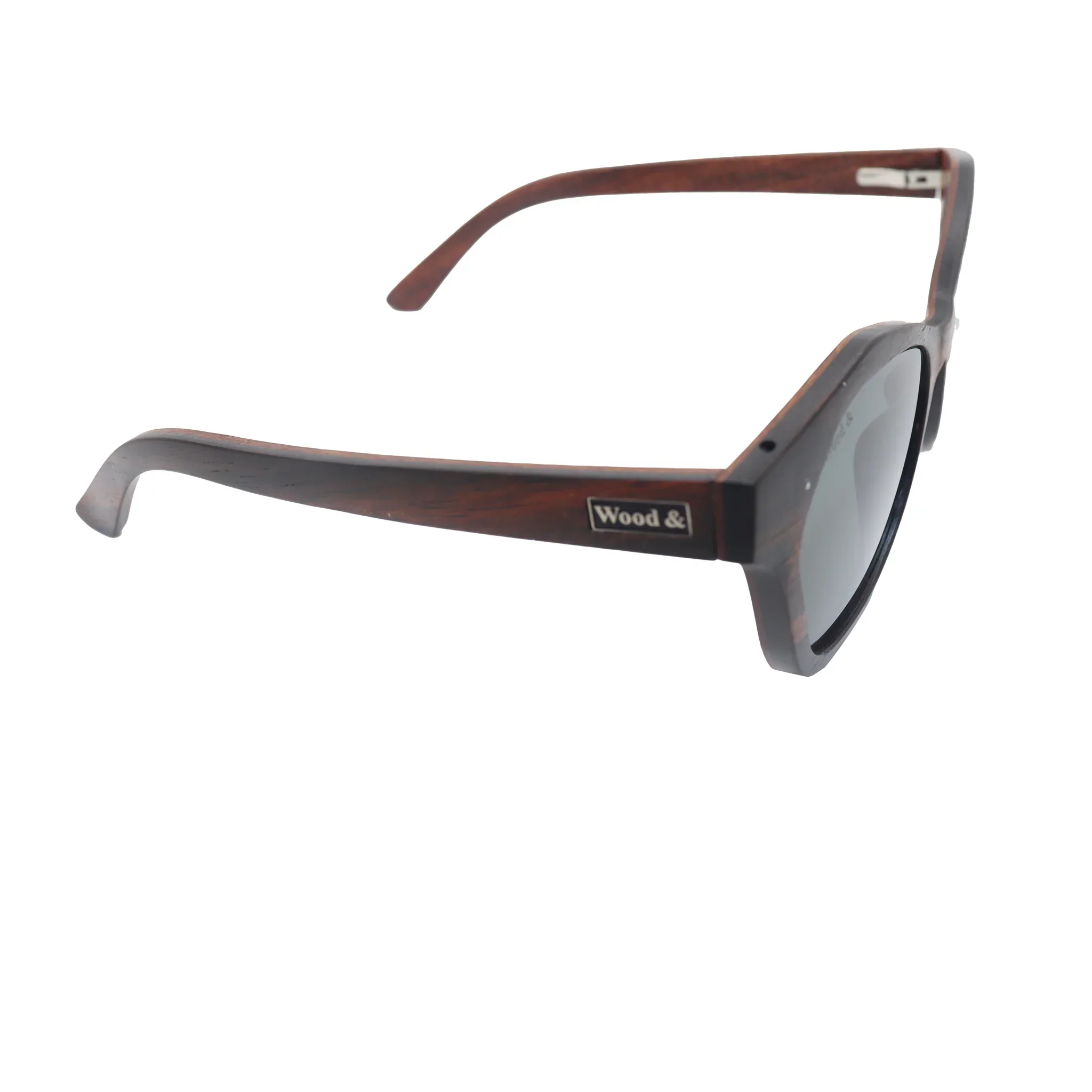 Wood& Brown Cat-Eye Wood-Frame Full Rim Sunglasses - Image 2