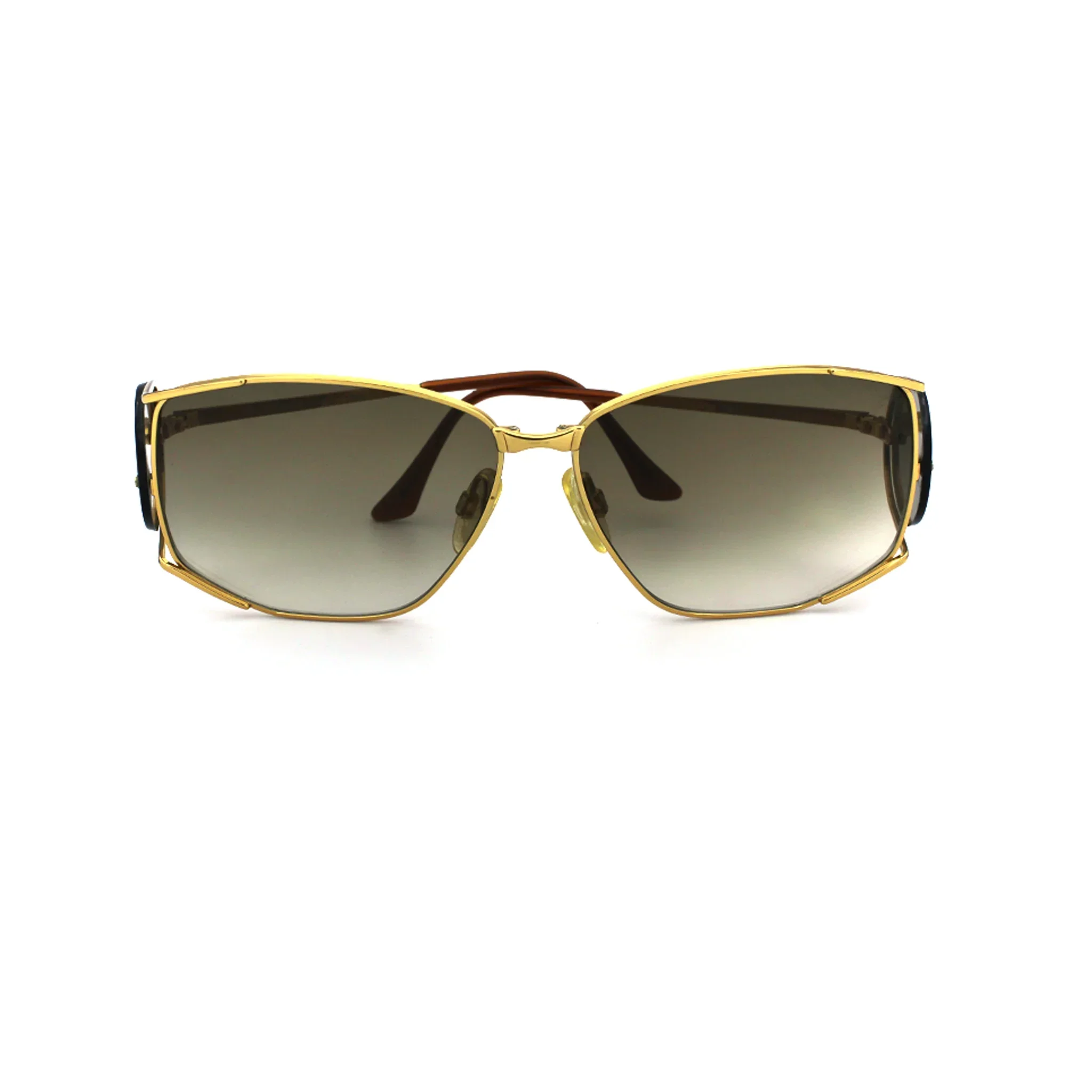 Yves Saint Laurent Gold Irregular Metal Full Rim Sunglasses 6002