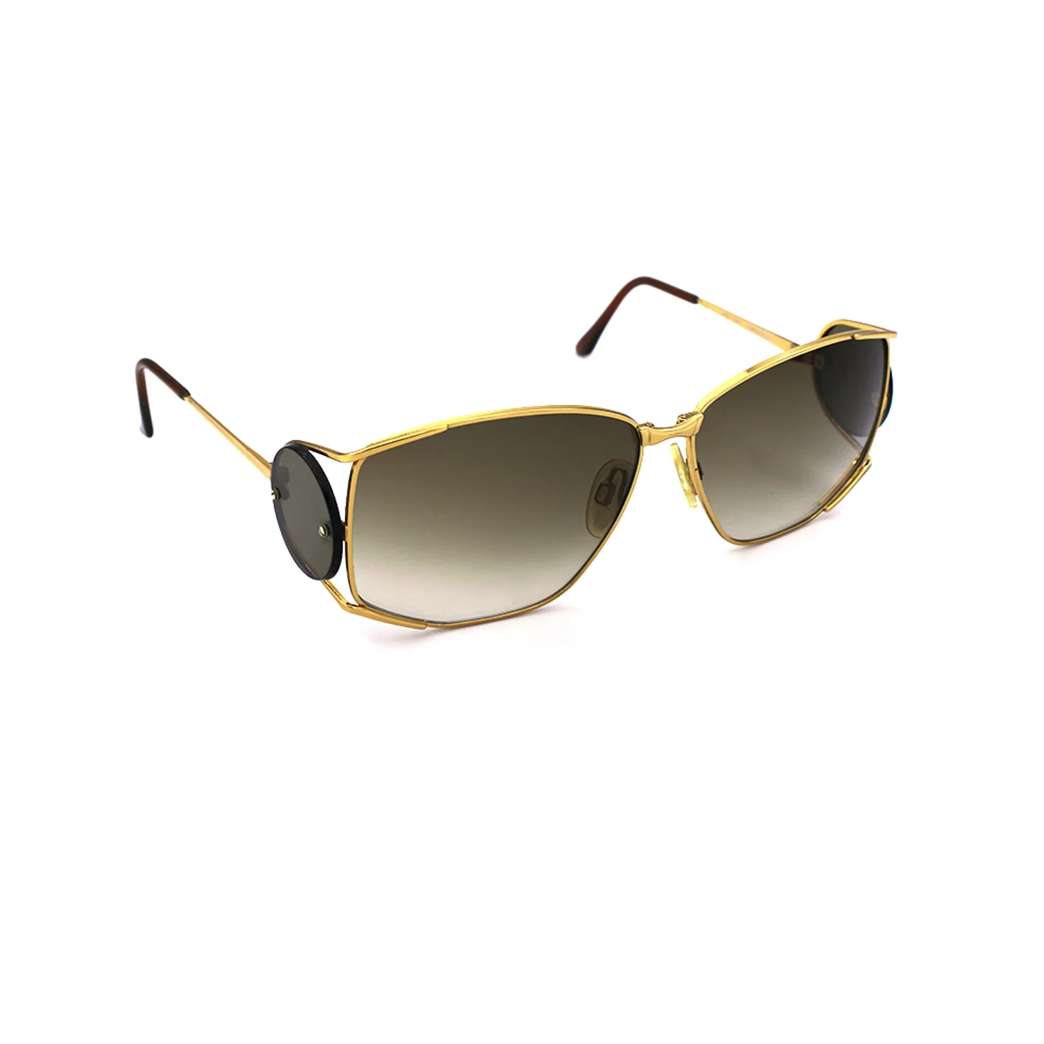 Yves Saint Laurent Gold Irregular Metal Full Rim Sunglasses 6002 - Image 2
